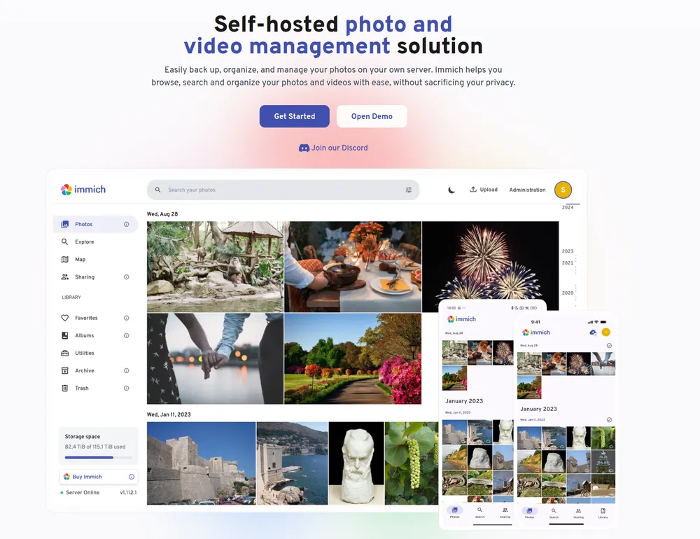 Immich official website
